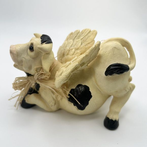 Holy Cow! 1994 Pete Apsit Angel Cow Figurine Folk Art Sculpture 4.25” - Picture 5 of 8